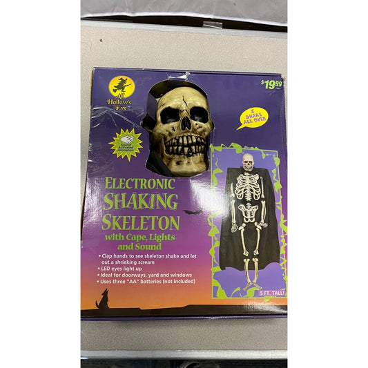 Hallow's Eve Electronic Shaking Skeleton with Cape, Lights and Sound