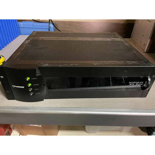 Harris Intraplex STL PLUS Chassis front panel view wit power one and status LEDs illuminated