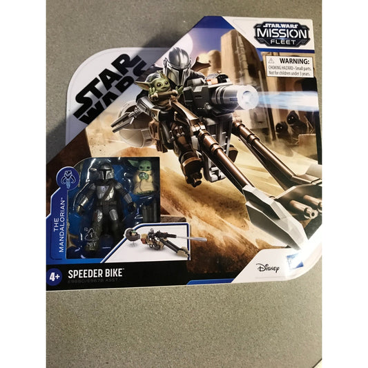 Hasbro Star Wars Mission Fleet Mandalorian Speeder Bike Action Figure front of package with picture of action figure