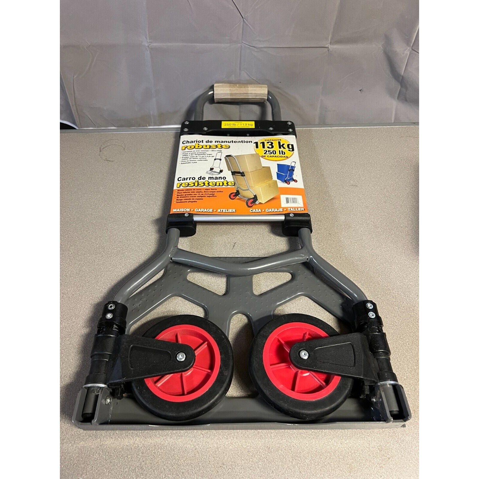 Heavy Duty Foldable Hand Truck 250lb (113kg) Capacity  folded in package