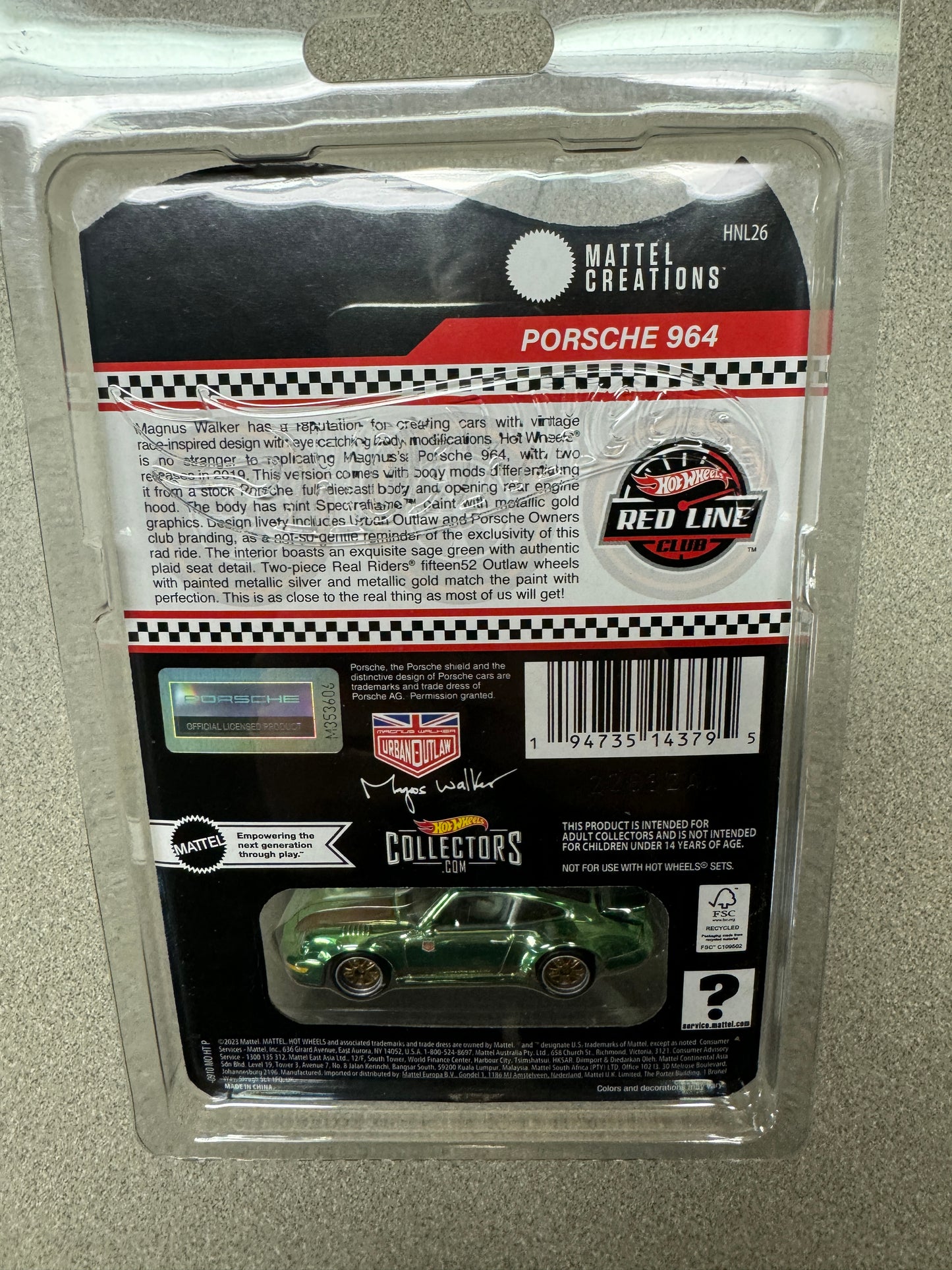 Hot Wheels Porsche 964 - Red Line Club, RLC Piece
