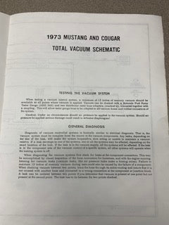 1973 Mustang and Cougar Vacuum Schematic Original Manual
