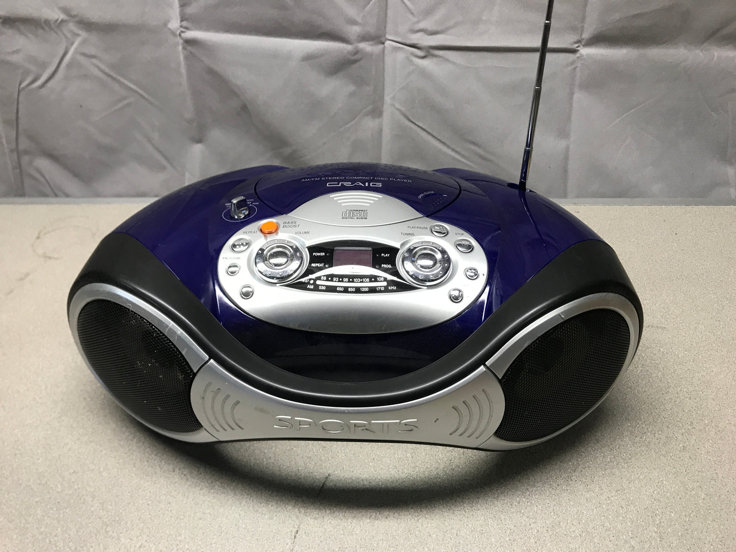 Craig CD6912B Blue Vintage Sports Stereo Radio top view