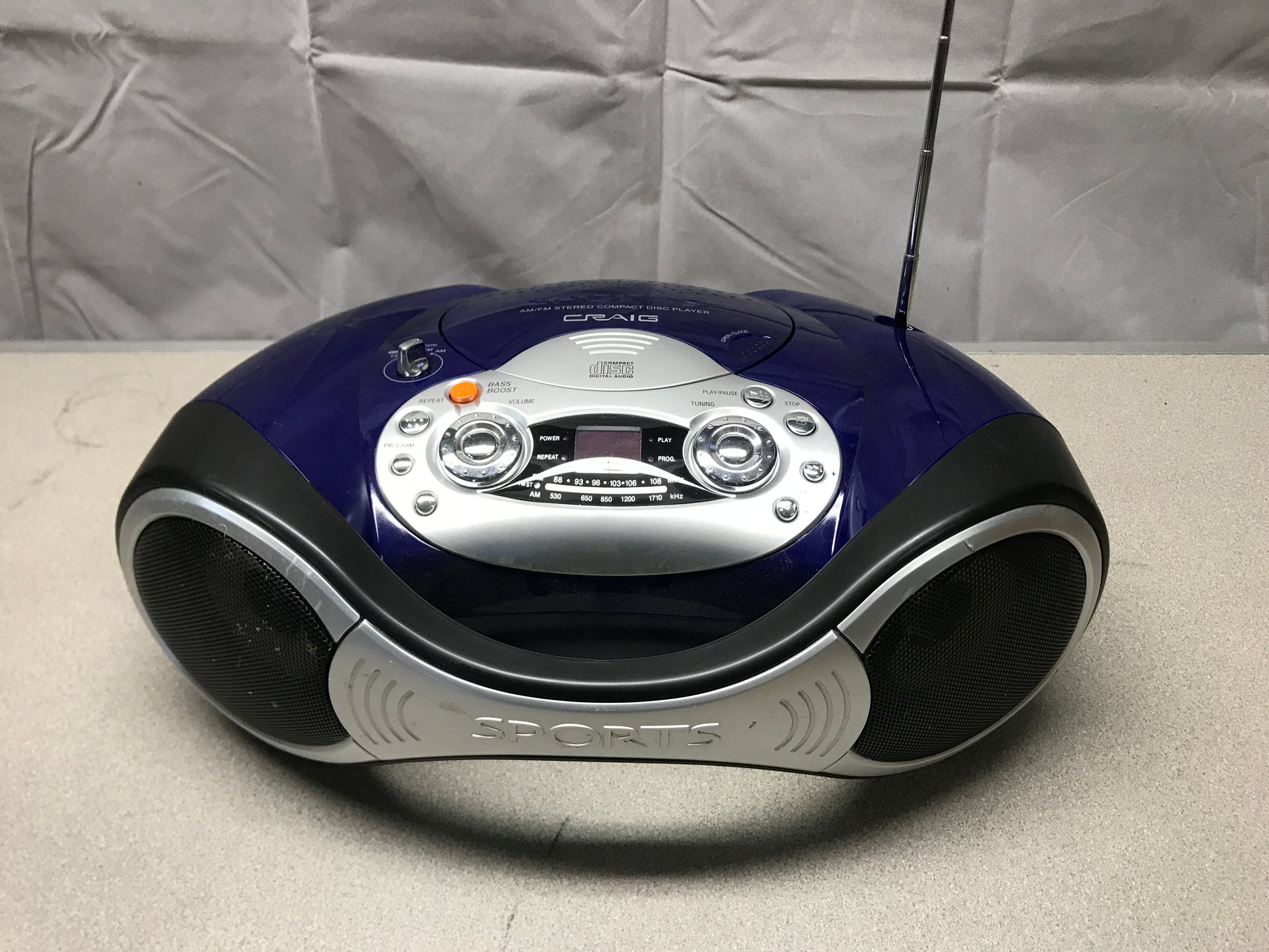 Craig CD6912B Blue Vintage Sports Stereo Radio top view