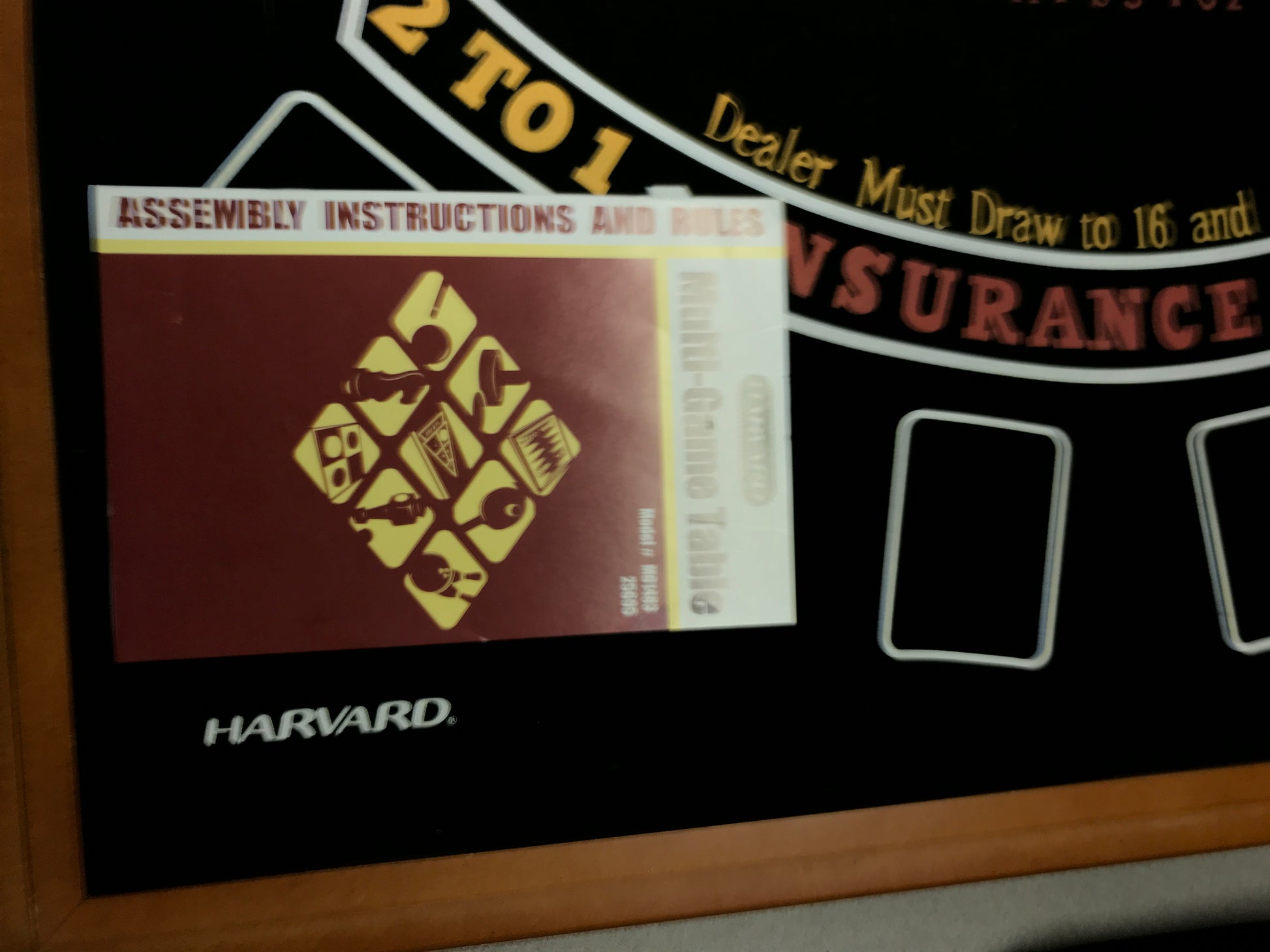 Harvard Muiti-Game Table Model: M01483 25695 product label