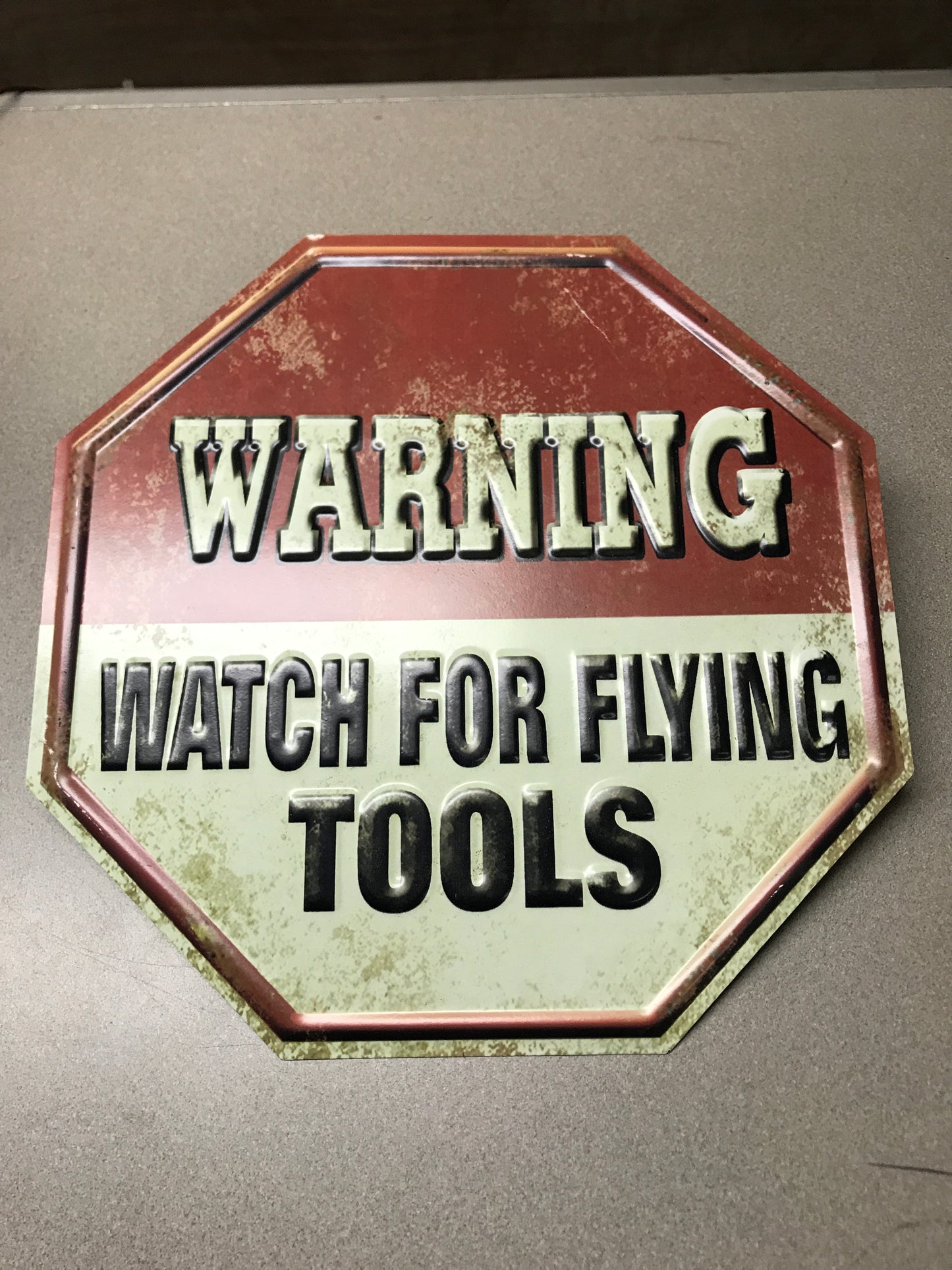 Warning Watch for Flying Tools Metal Sign Wall Decor 14" x 14"