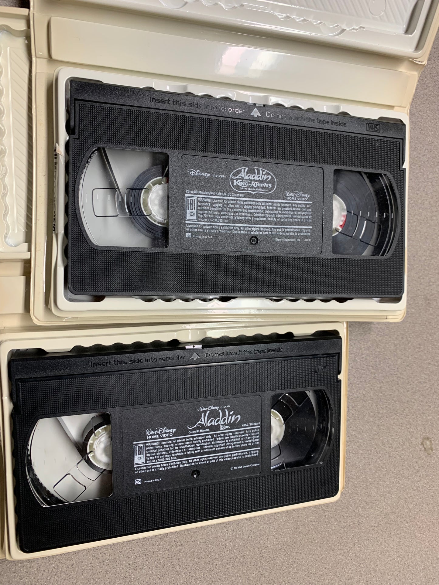 Aladdin Rare Black Diamond Ed. and Aladdin and the King of Thieves Disney VHS tapes video tapes in cases