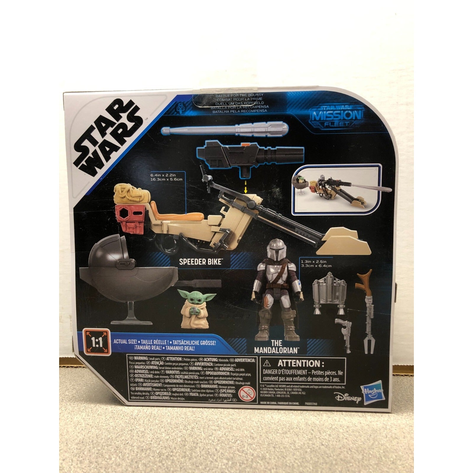 Star Wars Mission Fleet Speeder Bike The Mandalorian E9680/E9678 ASST back of package included items