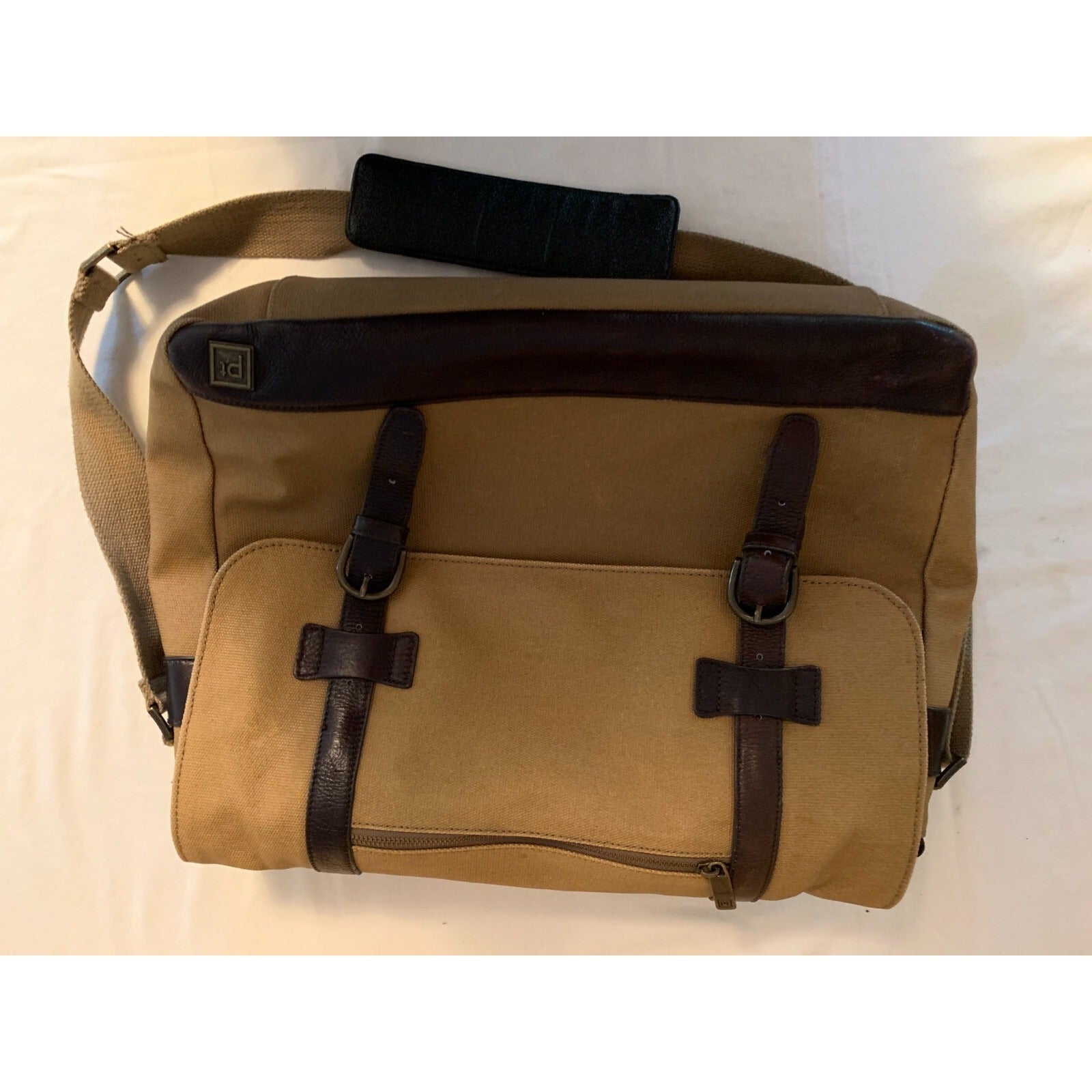 Brown/Tan Satchell Laptop Bag PT front of bag