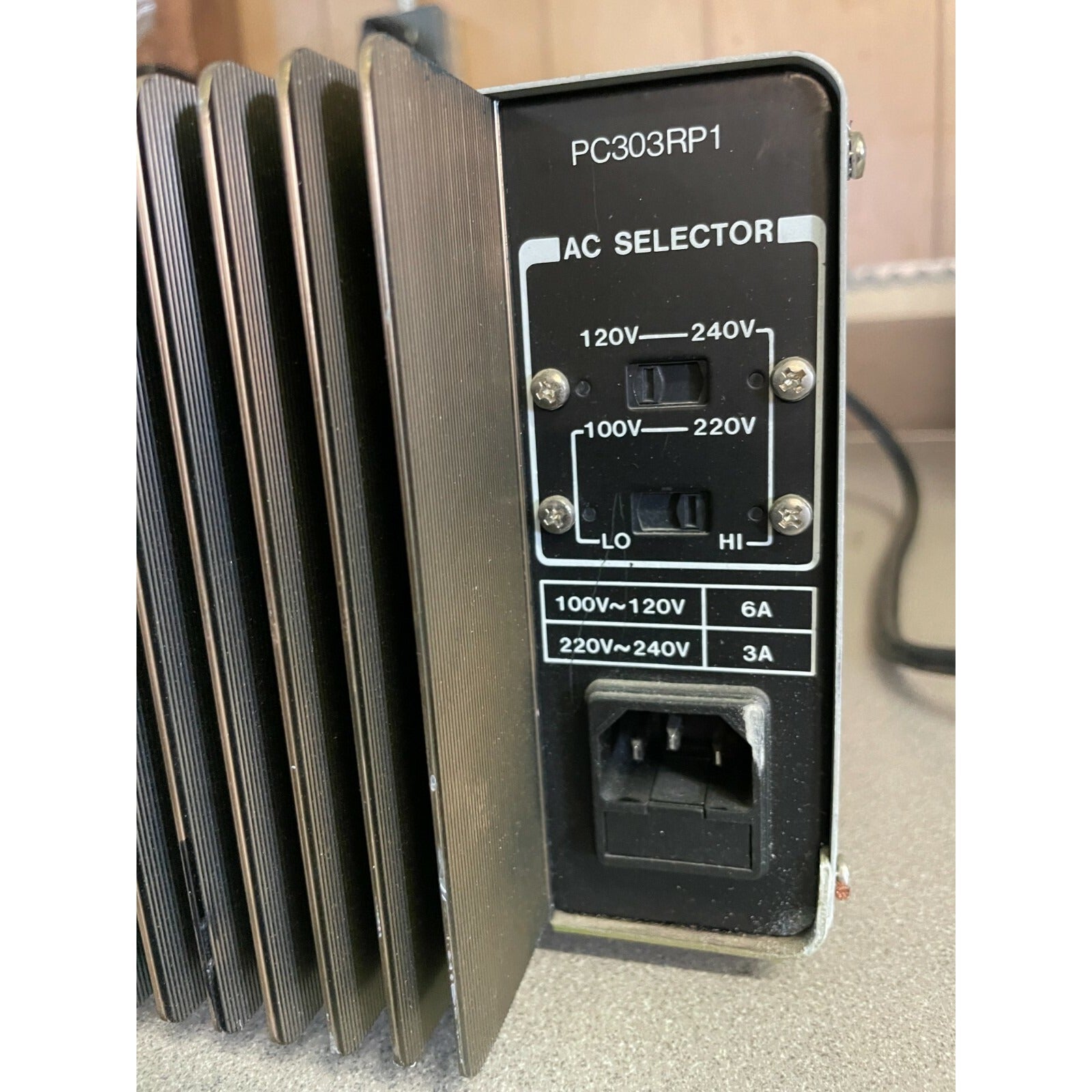 Instek Lab DC Power Supply Model PC-3030, Dual Tracking with 5V Fixed back side AC Selector closeup