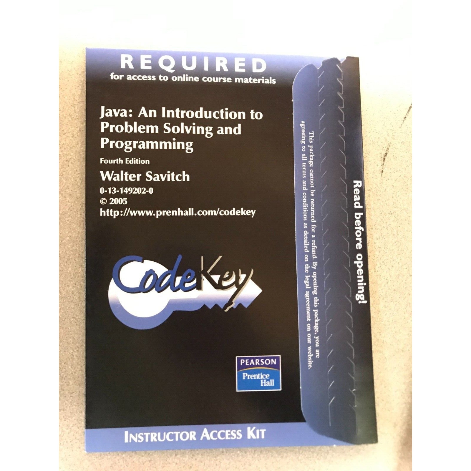 Instructor Access Kit Code Key for Java - An Introduction to Problem Solving and Programming Fourth Edition by Walter Savitch
 