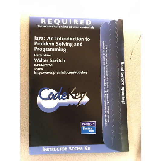 Instructor Access Kit Code Key for Java - An Introduction to Problem Solving and Programming Fourth Edition by Walter Savitch
 