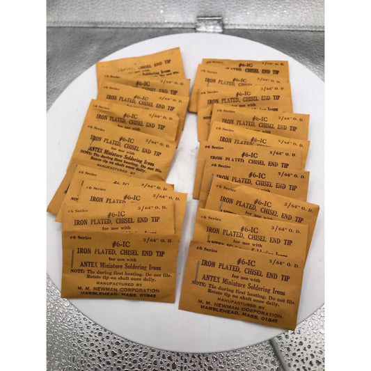 Iron Plated Chisel End Tip 3/64" for Antex Miniature Soldering Irons - Lot of 20 front view of packages 