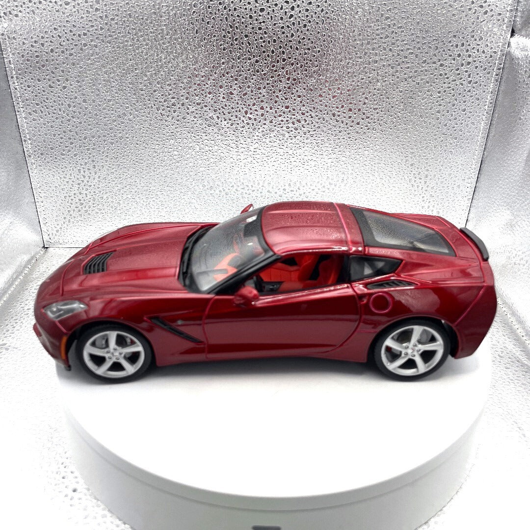 Maisto 2014 Corvette Stingray Red Die Cast, 1/18 Scale 11328 driver's side view