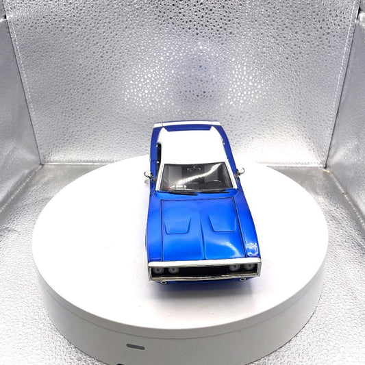 Jada Toys 1970 Dodge Charger Dub City Blue Die Cast, Scale: 1/24, No. 90021 front end view