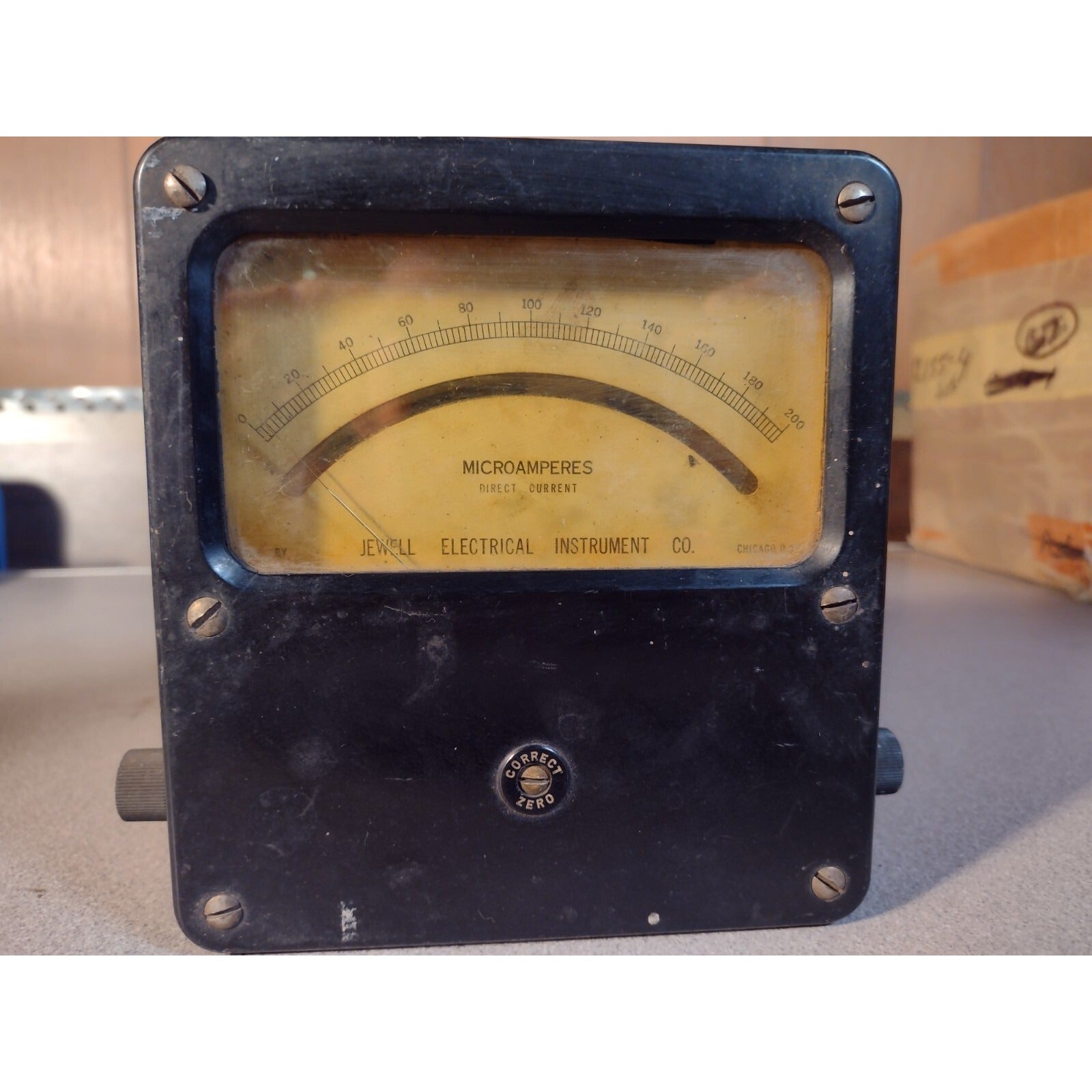 Jewell Electrical Instrument Co. Microampres Direct Current Meter front view