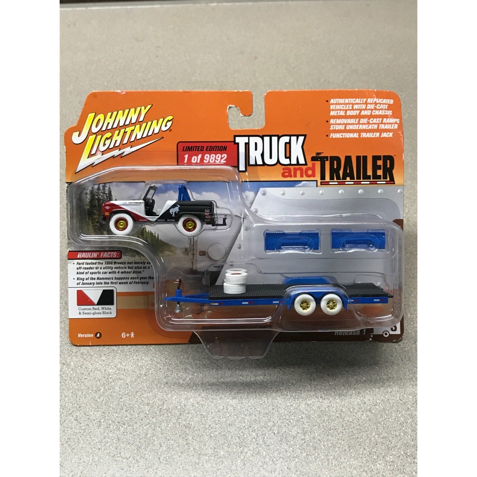 Johnny Lightning 1966 Ford Bronco Limited Edition Truck and Trailer Limited Edition Chase Piece front of package