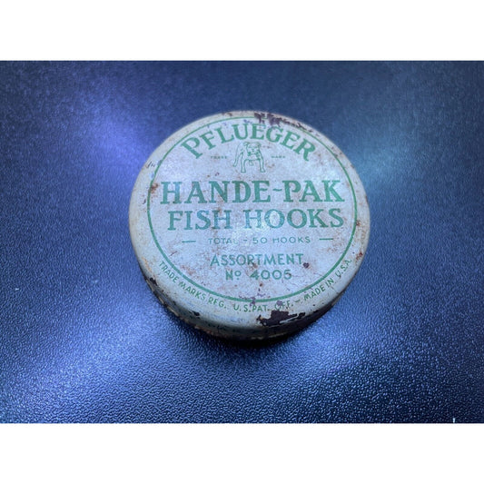Vintage Pflueger Hande-Pak Fish Hooks Assortment Tin -No. 4005 - Tin Only