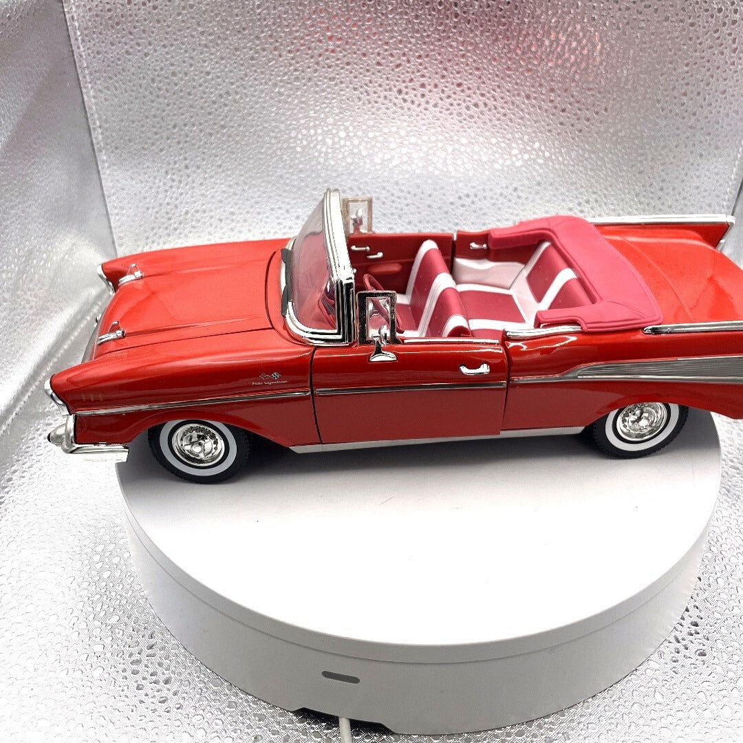 Motor Max 1957 Chevy Bel Air Red Die Cast, Scale: 1/18, No. 73175
 driver's side view