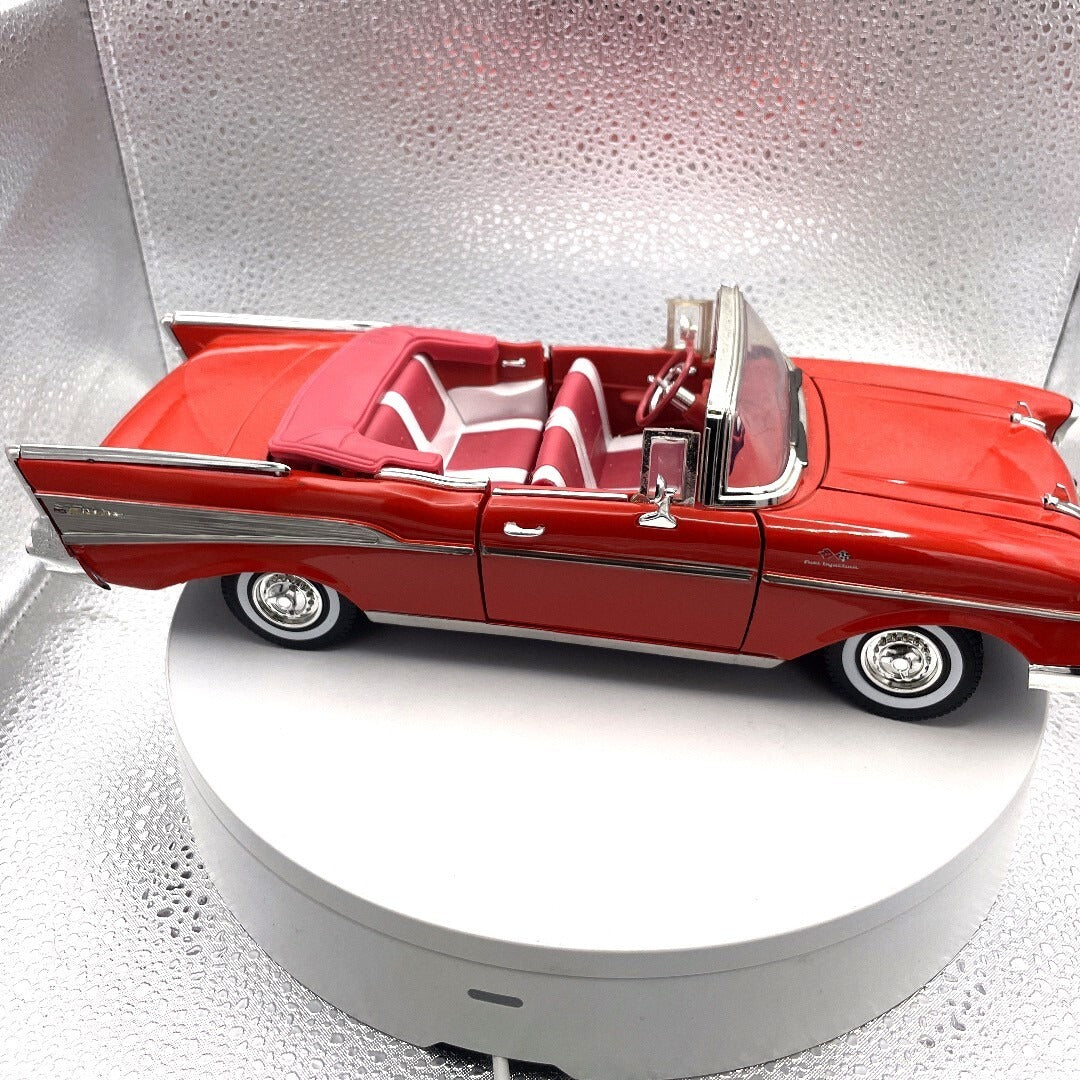 Motor Max 1957 Chevy Bel Air Red Die Cast, Scale: 1/18, No. 73175
 passenger side view