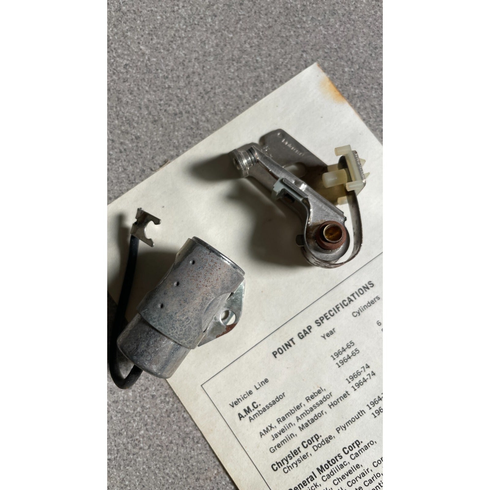 Motorcraft Ford Points & Condenser close up