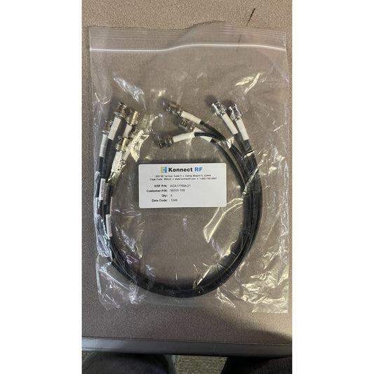 Konnect RF KCA177694-21, Lot of 5, BNC Male to BNC Male connectors in plastic bag with manufacturers label