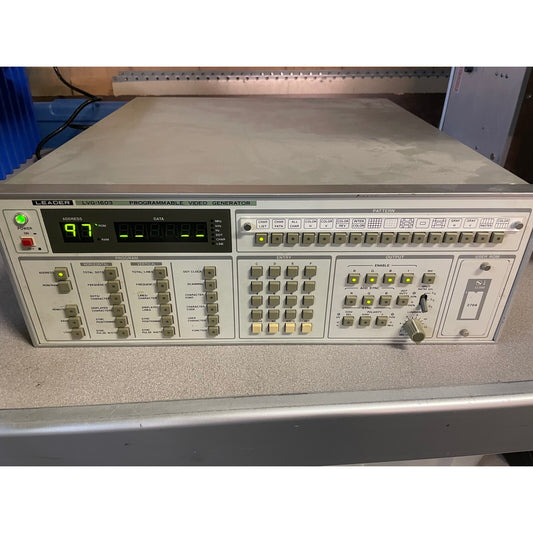 Leader LVG-1603 Programmable Video Generator front panel display powered on