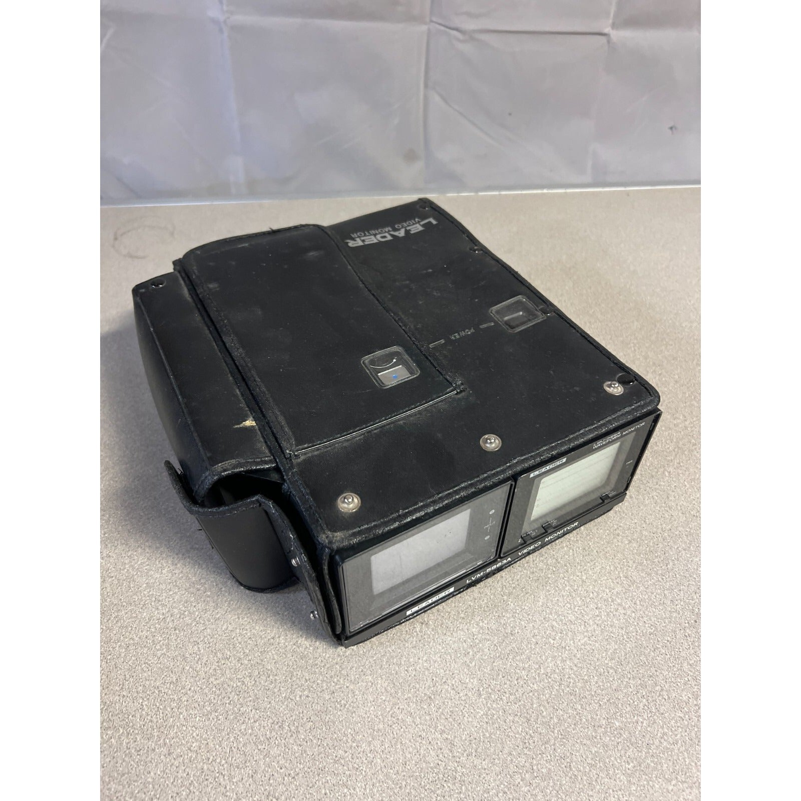 Leader Video Monitor LVM-5863A with Leather Case top-side view in case