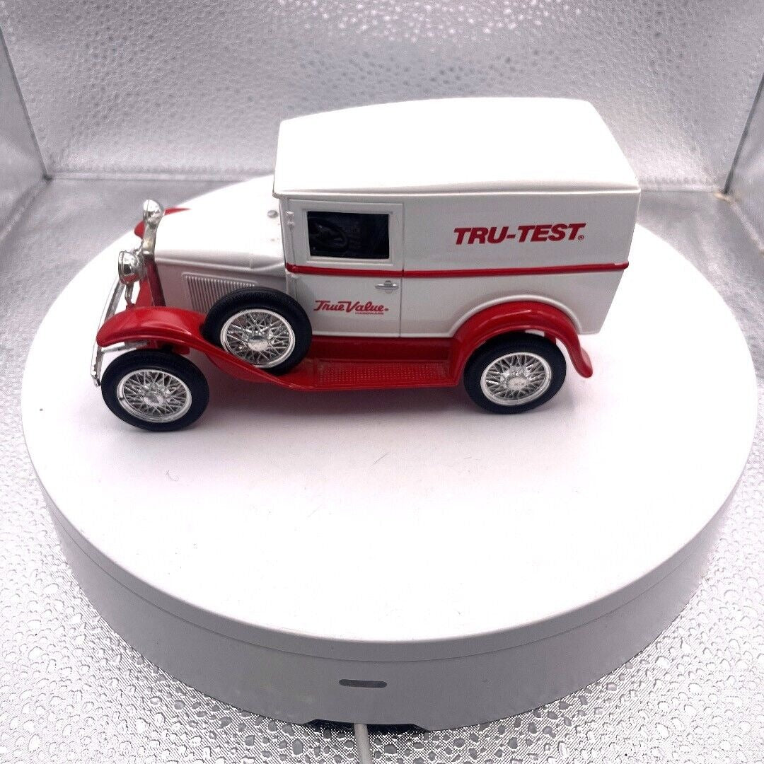 Liberty Classics Ford Model "A" True Value Hardware Tru-Test Bank, Limited Edition Die Cast Coin Bank, WITH KEY driver's side view