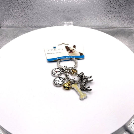 LittleGifts French Bulldog Metal Key Chain PU-475 front view item in package