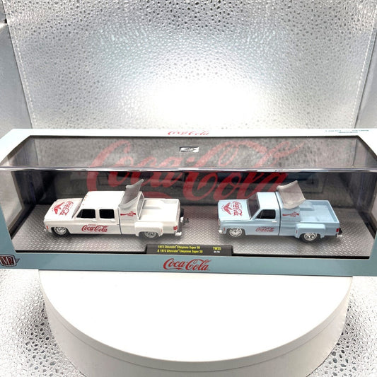 M2 Machines Coca Cola 1973 Chevrolet Cheyenne Super 30 White and Blue Die Cast, Scale: 1/64, TW35 24-16
