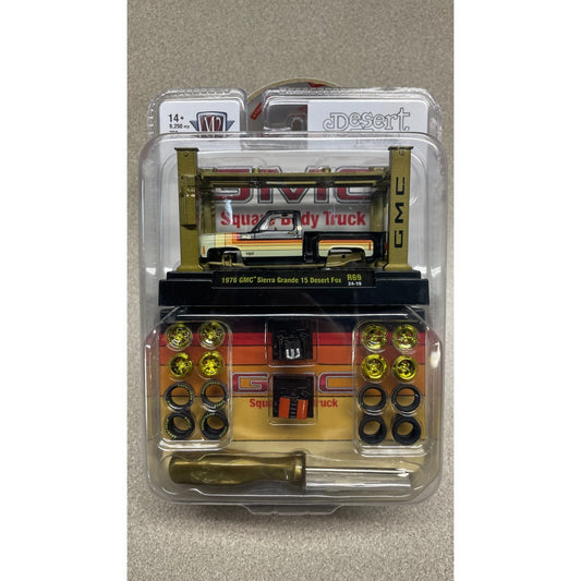 M2 Model Kit 1976 GMC Sierra Grande 15 Desert Fox R69, Chase Piece front of package displaying truck