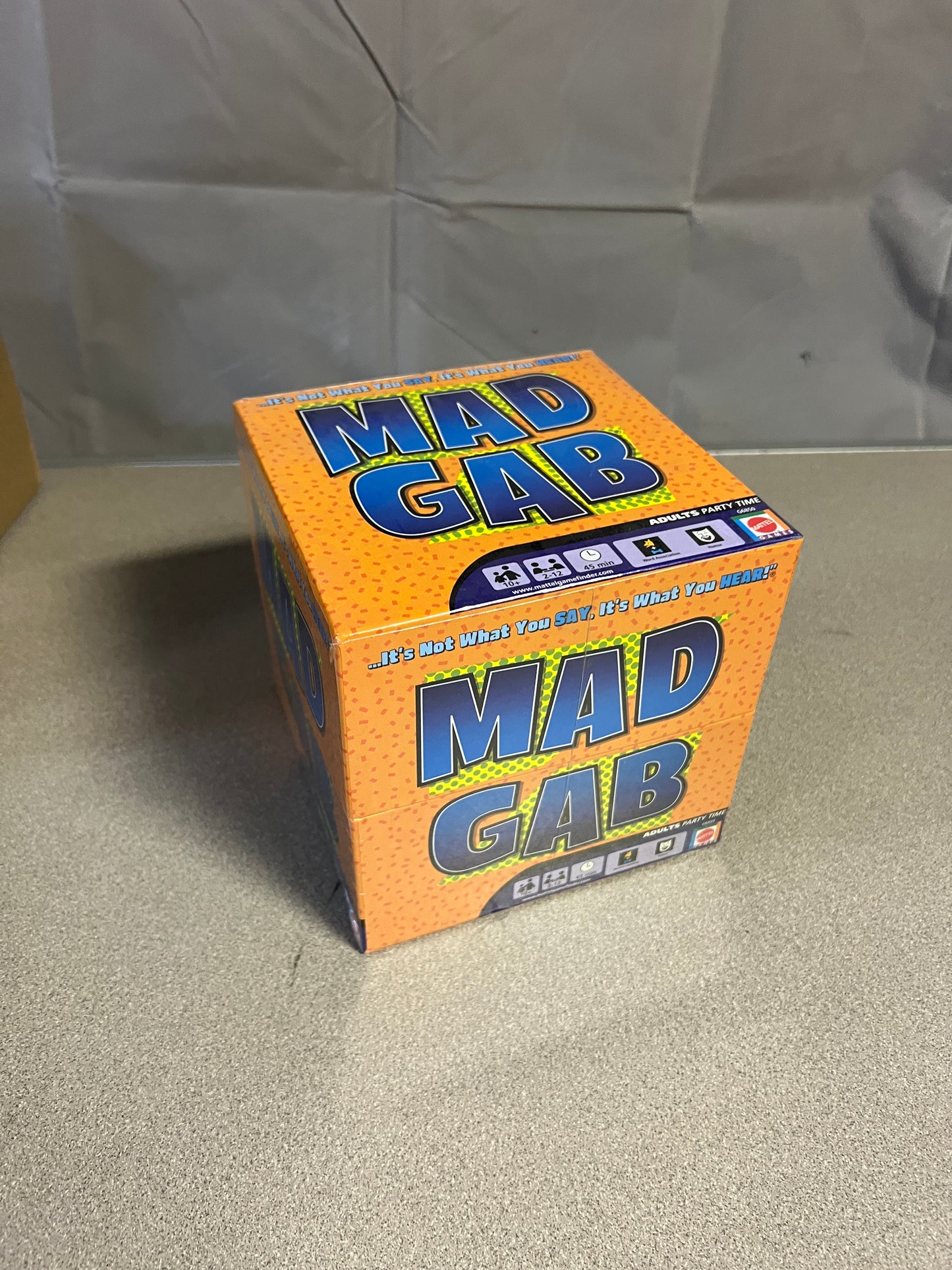 Mad Gab Adults! Party Time Game top and side view of box
