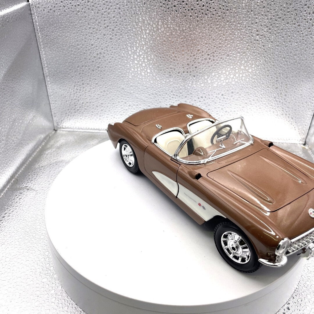 Maisto 1957 Corvette Brown Metallic Die Cast, Scale: 1/18 11320 front/passenger side view