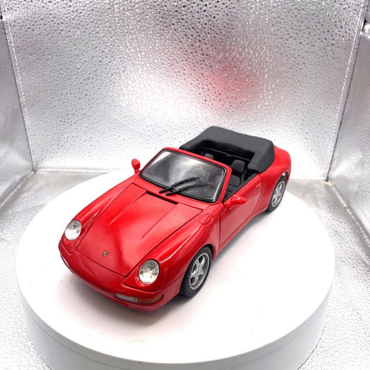 Maisto 1994 Porsche 911 Carrera Cabriolet Red Convertible Die Cast, Scale: 1/18 front end/drivers side view