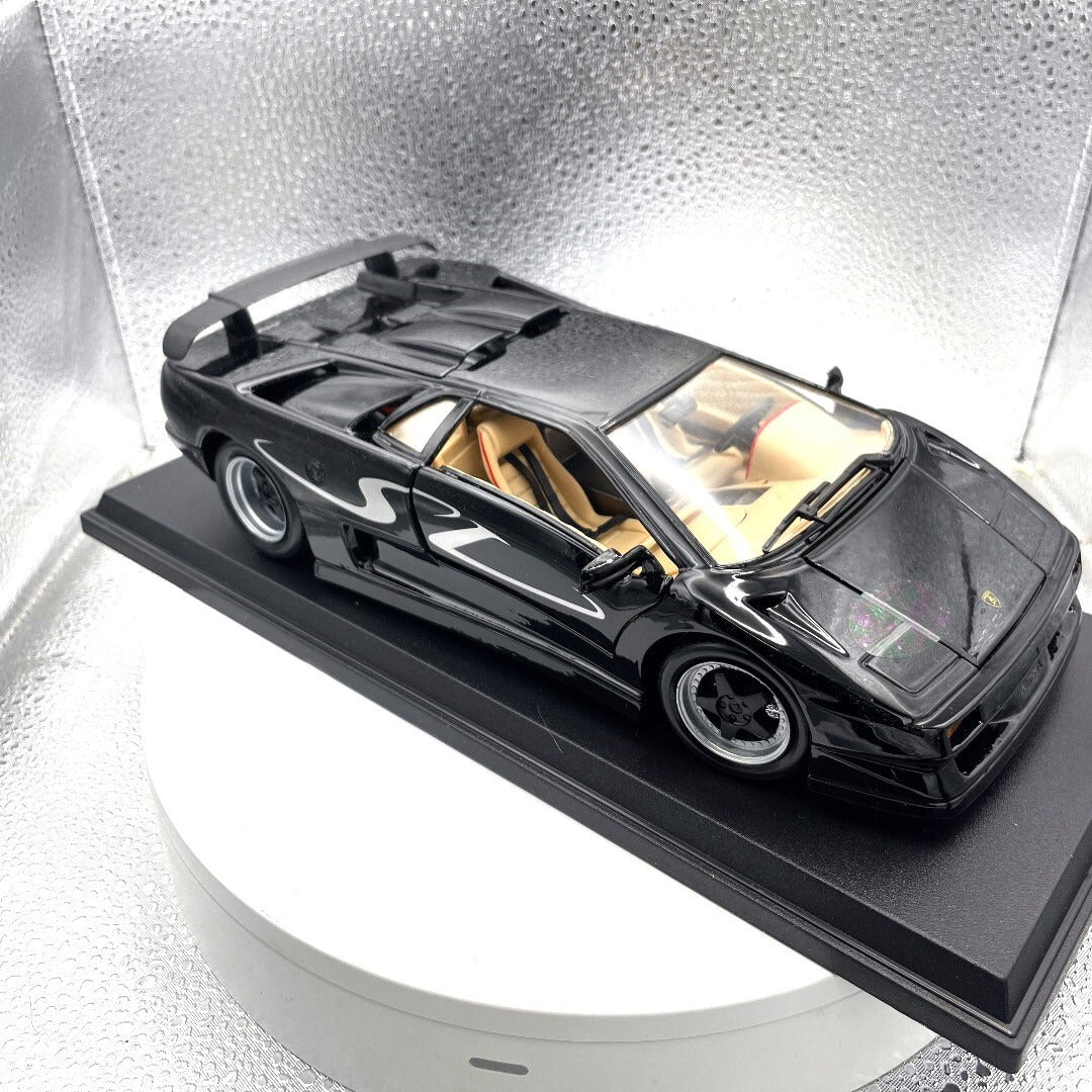 Maisto Lamborghini Diablo SV Black Die Cast with Base, Scale: 1/18 passengers side/front view