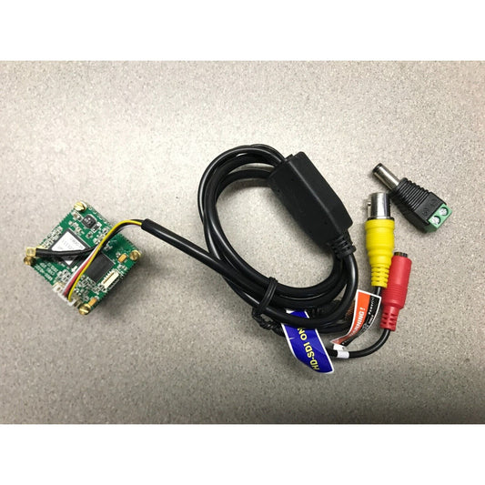 Marshall Electronics Full HD Color Board Camera with Cable V-12928-2MP top view with cables and connector