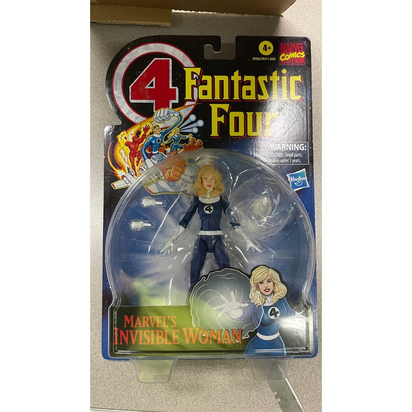 Marvel Comics Fantastic Four Invisible Woman front of package displaying action figure