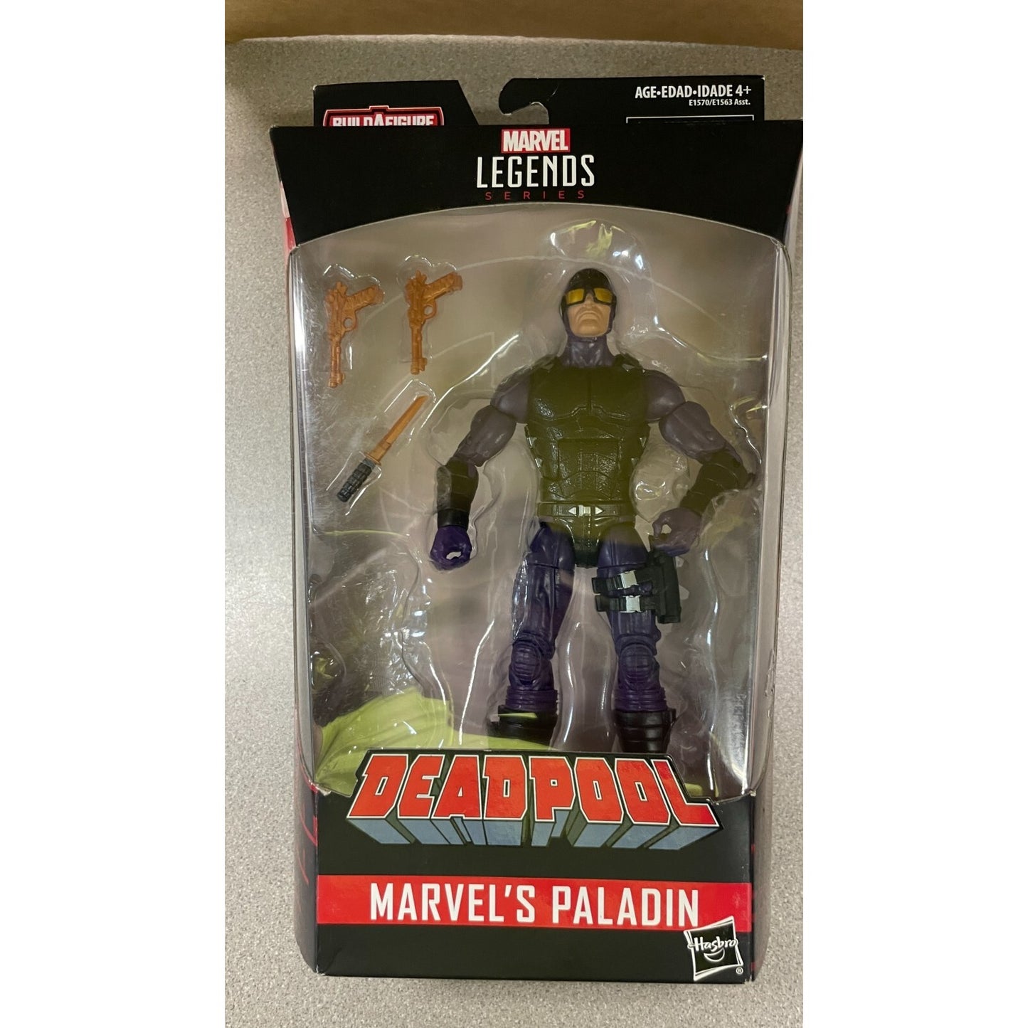 Marvel Legends Deadpool Marvel's Paladin Figure, missing build a piece in package displaying item