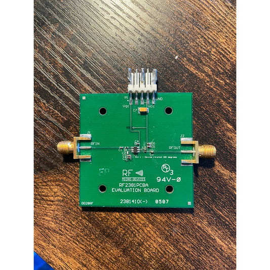 Micro Devices RF2381PCBA Evaluation Board top view with product information 