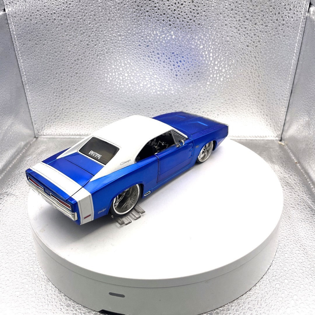 Jada Toys 1970 Dodge Charger Dub City Blue Die Cast, Scale: 1/24, No. 90021 back end/passenger side view