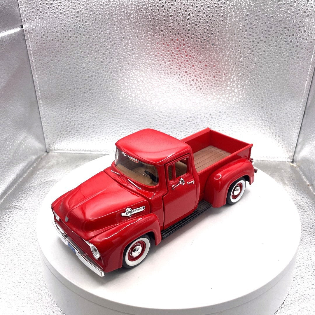 Motor Max 1955 Ford F-100 Pickup Red Die Cast, Scale: 1/24, No. 79341 front end/drivers side view