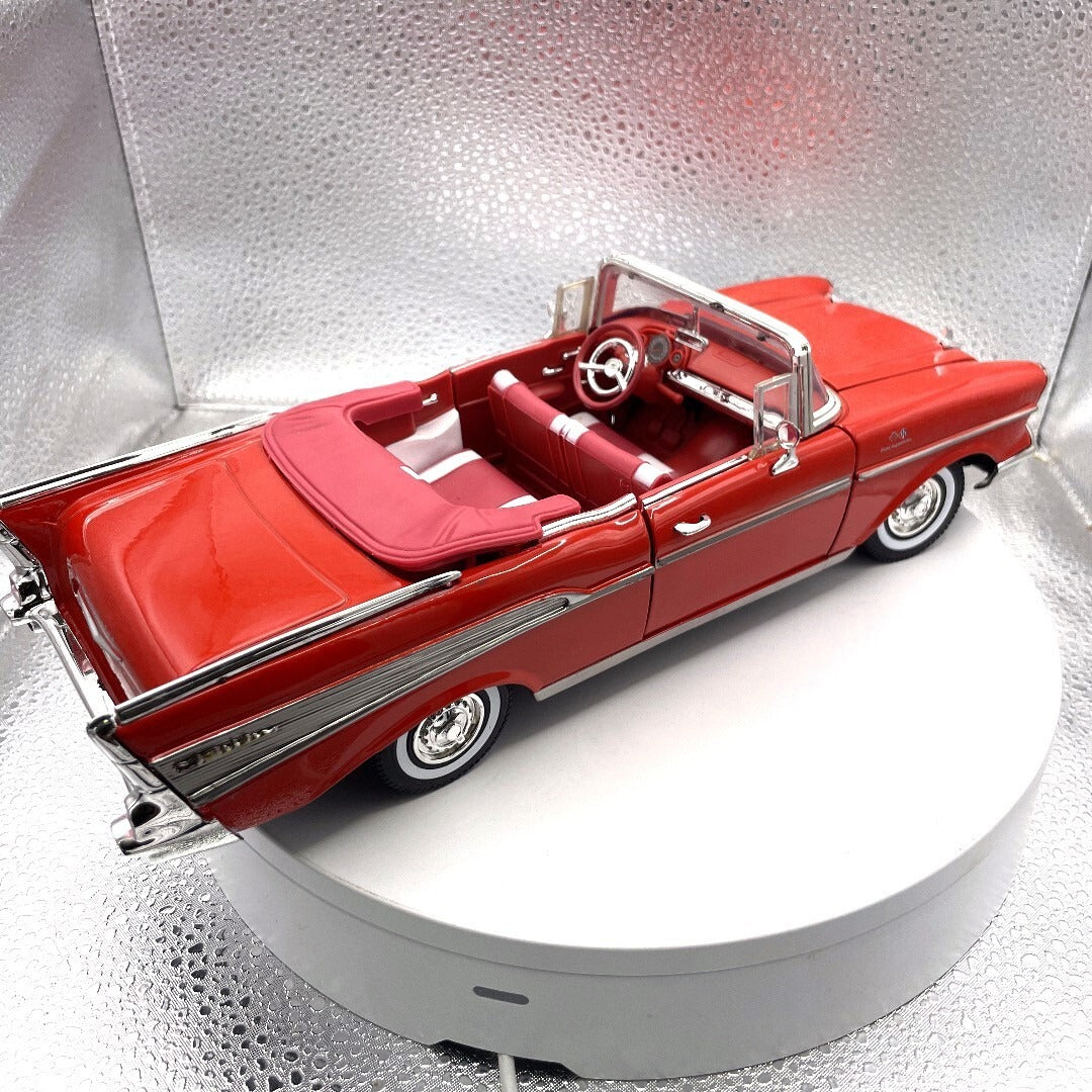 Motor Max 1957 Chevy Bel Air Red Die Cast, Scale: 1/18, No. 73175 rear/passenger side view