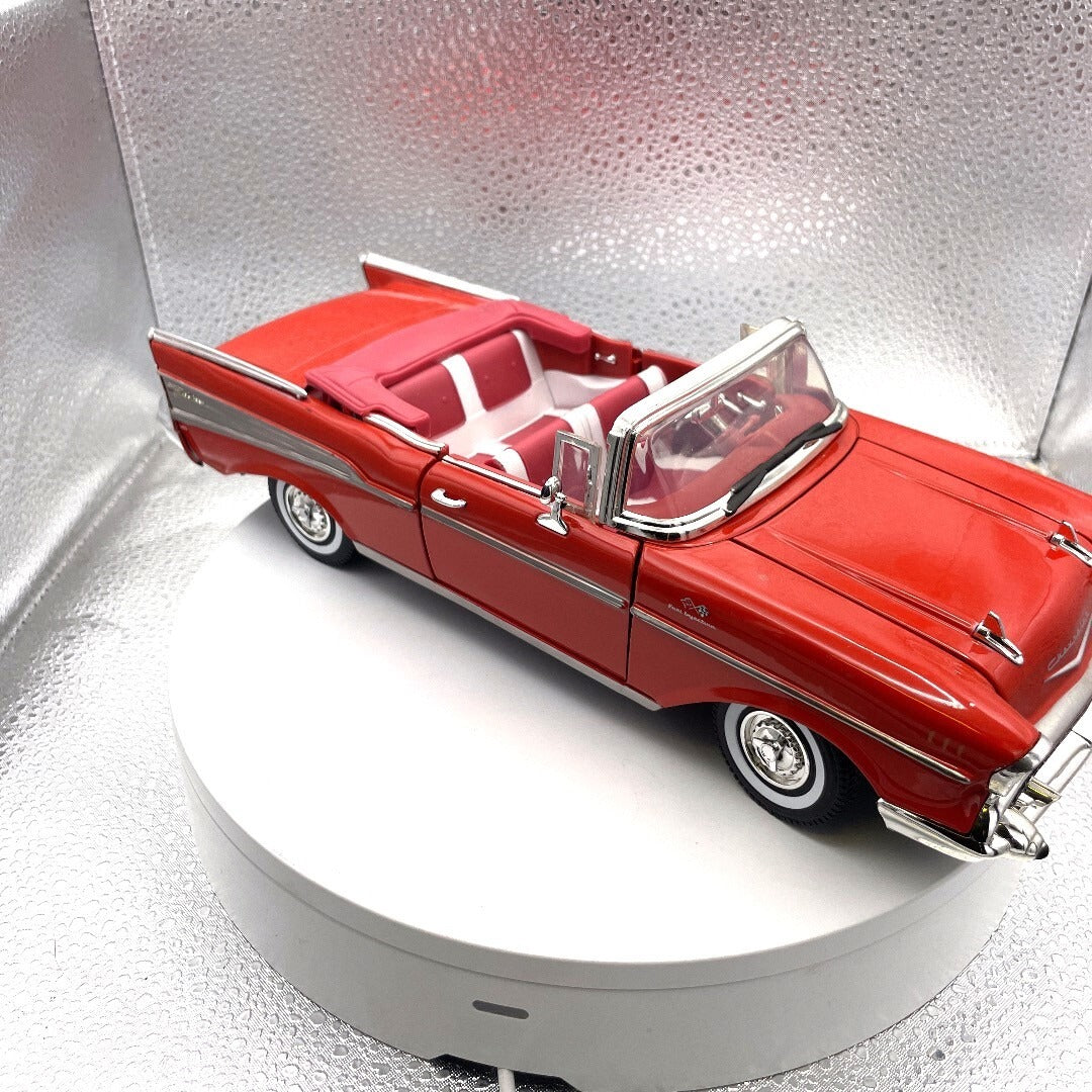 Motor Max 1957 Chevy Bel Air Red Die Cast, Scale: 1/18, No. 73175 front/passenger side view