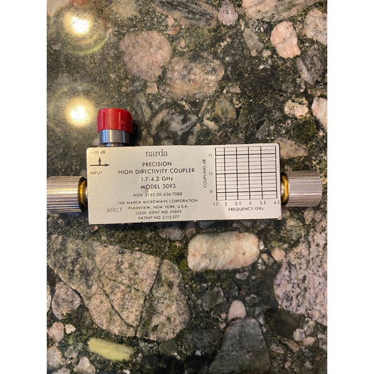 Narda Model 3093 Precision High Directivity Coupler 1.7 To 4.2 GHz
 front view with model information and conncections