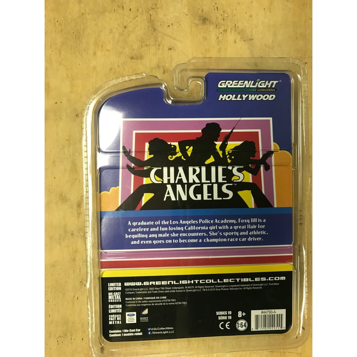 Greenlight Charlie's Angels 1976 Ford Mustang II Cobra II back of package item detials