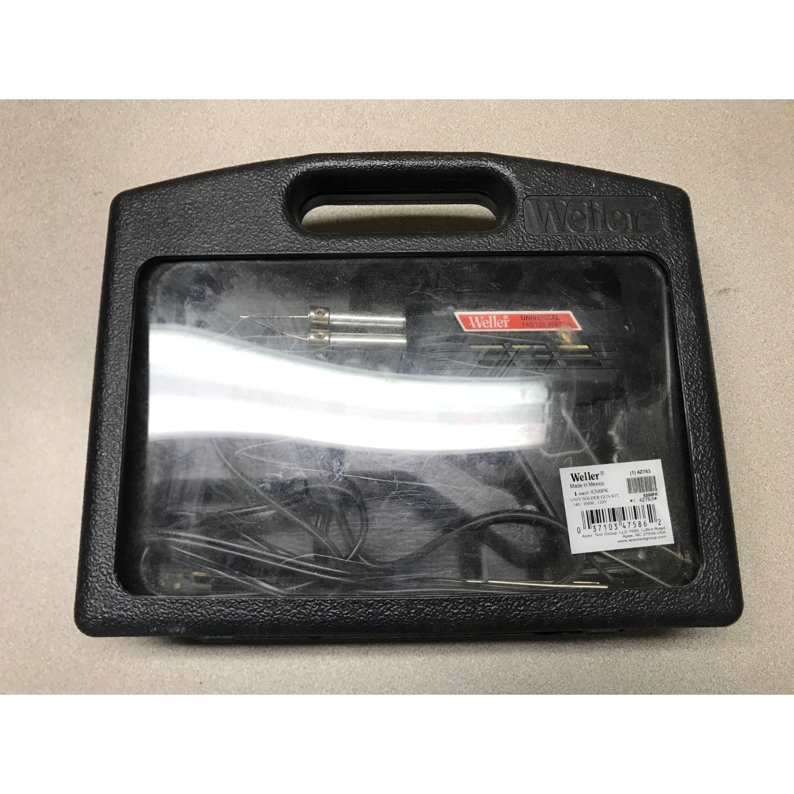 Weller Universal 140/100 Watts Soldering Gun w/hard case Model 8200 front of case with soldering gun within