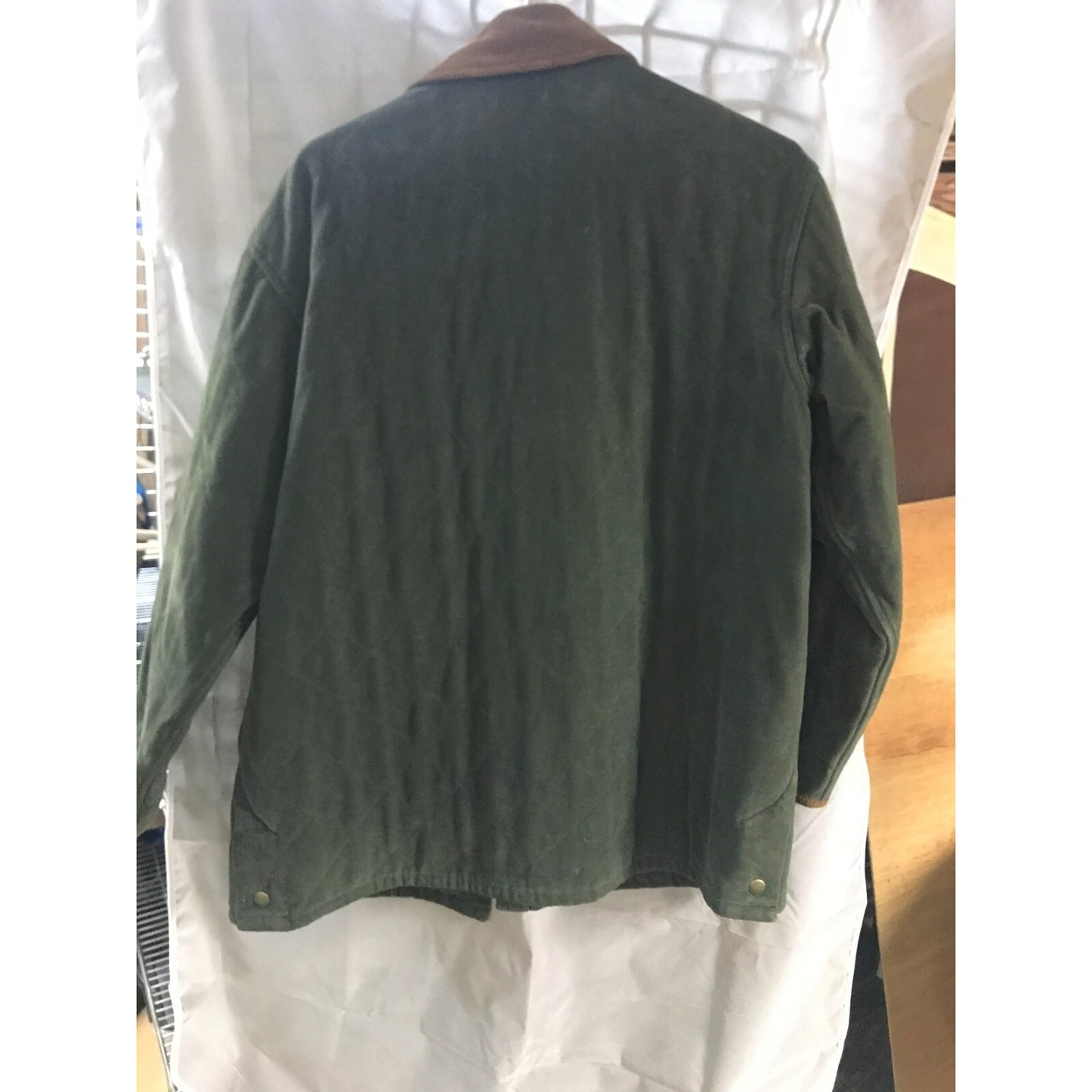 Jones New York Sport Dark Green Quilted Corduroy Coat Size Small back of jacket 