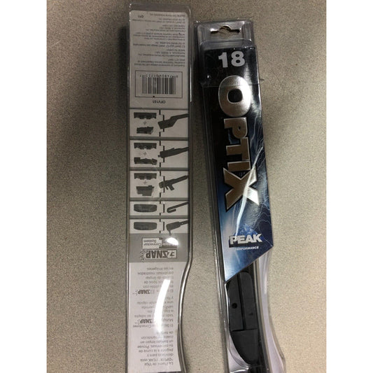 Optix EZSnap Windshield Wipers (18) Multiple Connectors front and back side of packaging display item and instructions