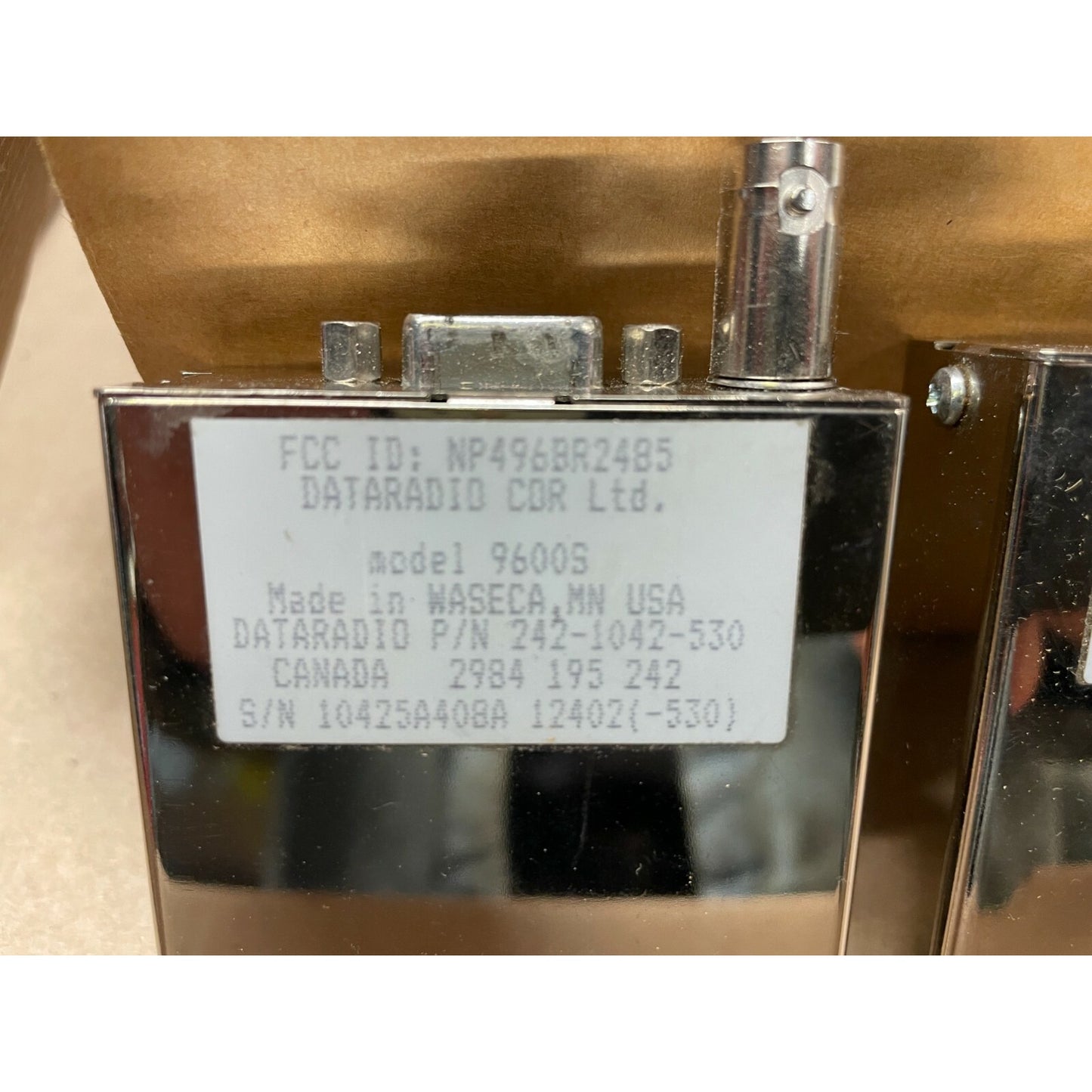 Dataradio RNet Telemetry Module Transceiver product label closeup